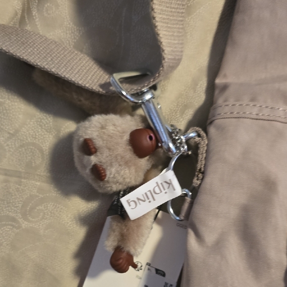 Kipling Beige Tote Bag with Charm
